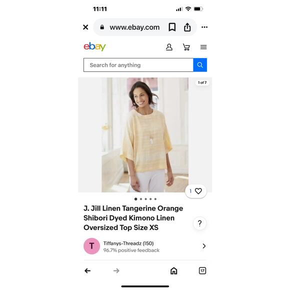 Pure J. Jill Linen Top L Tangerine Orange Shibori Dyed Kimono Oversized Boxy - Picture 2 of 9